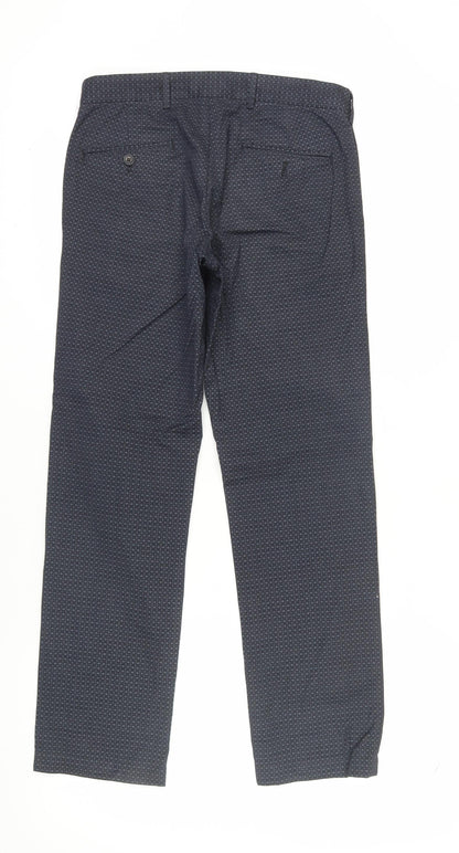 Club Monaco Blue Geometric Slim Fit Trousers 28/32