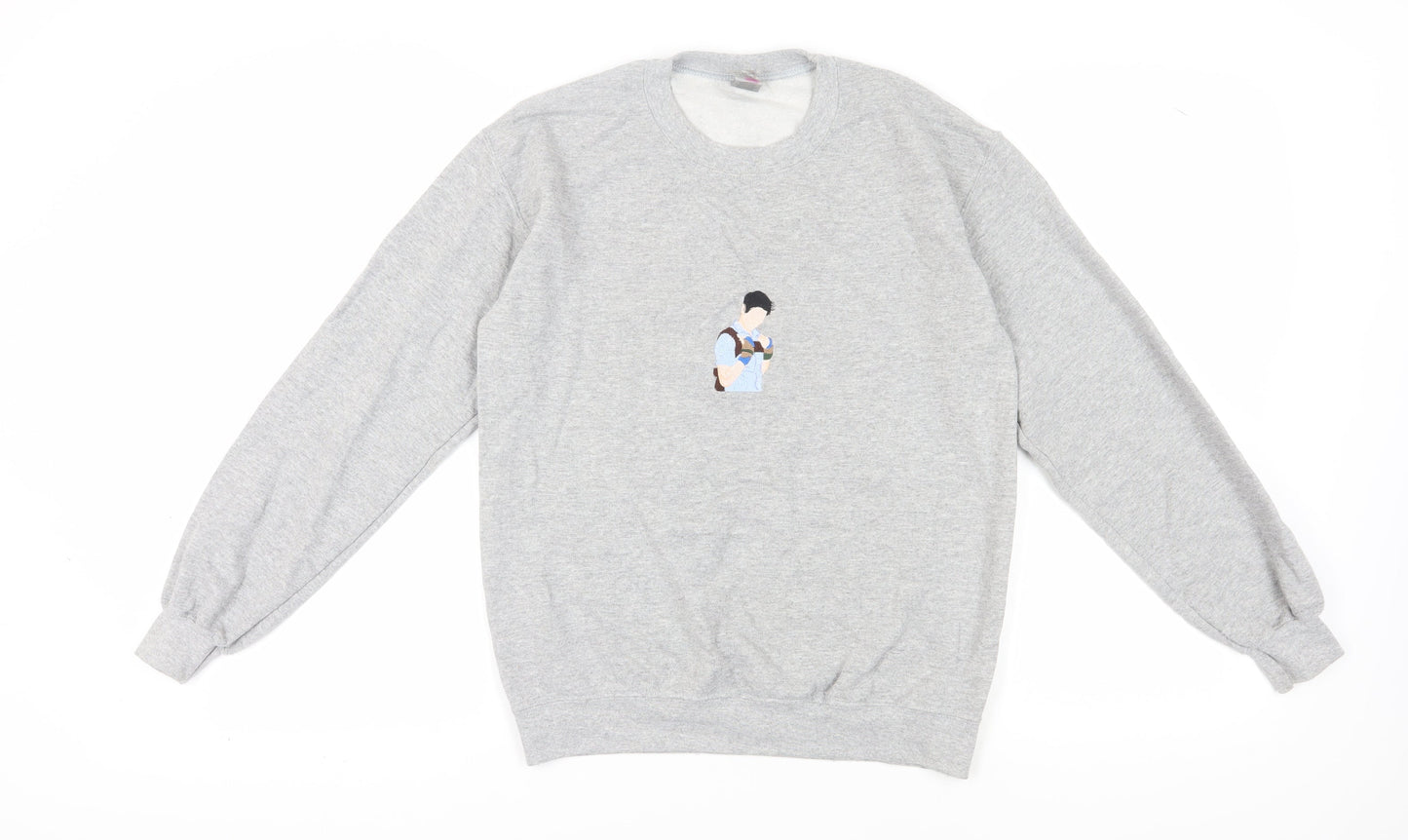 Unisex Adults UK Size S Gildan Grey Pullover Sweatshirt