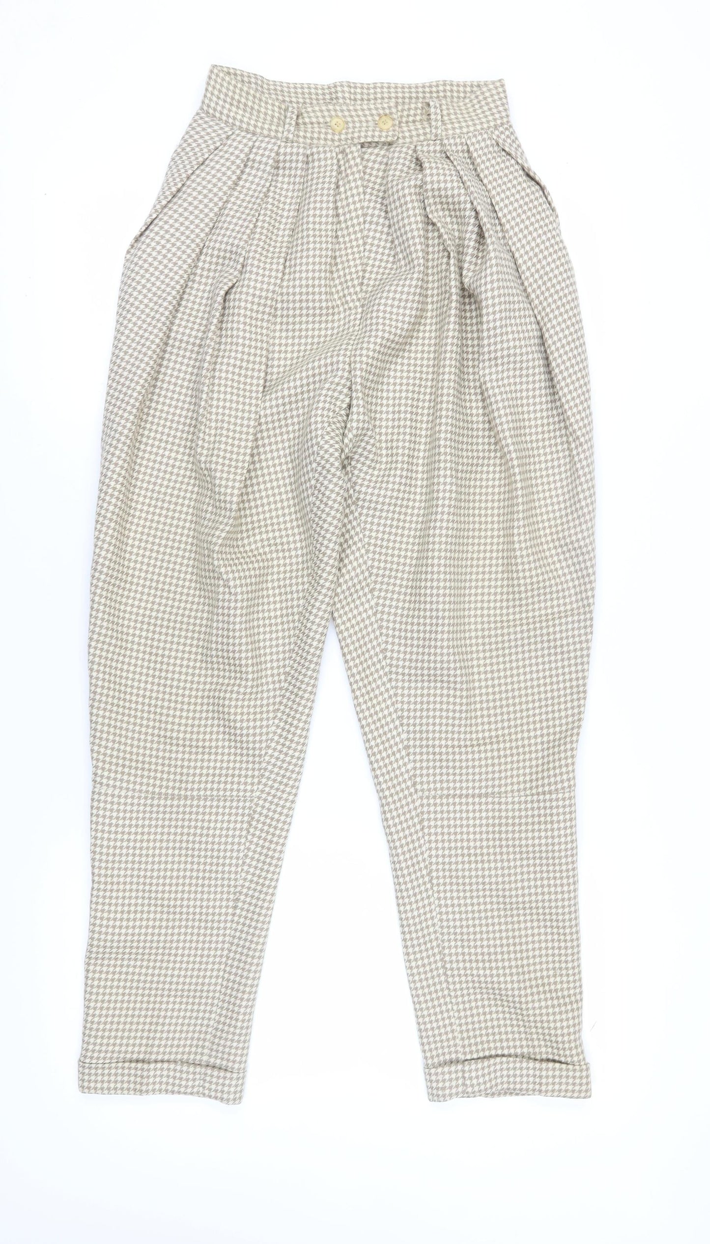 Betty Hanson Women's Beige Paperbag Trousers Size 8
