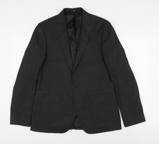Mens UK Size 40 Moss London Regular Black Suit Jacket