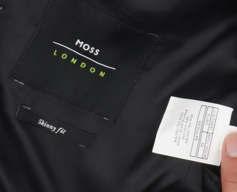 Mens UK Size 40 Moss London Regular Black Suit Jacket