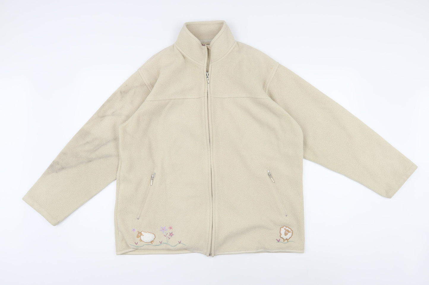 EWM Pure Classics Women's Beige Fleece Full Zip Sweatshirt, Size L