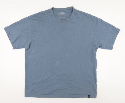 Pull&Bear Men's Blue Relaxed Fit Cotton T-Shirt L