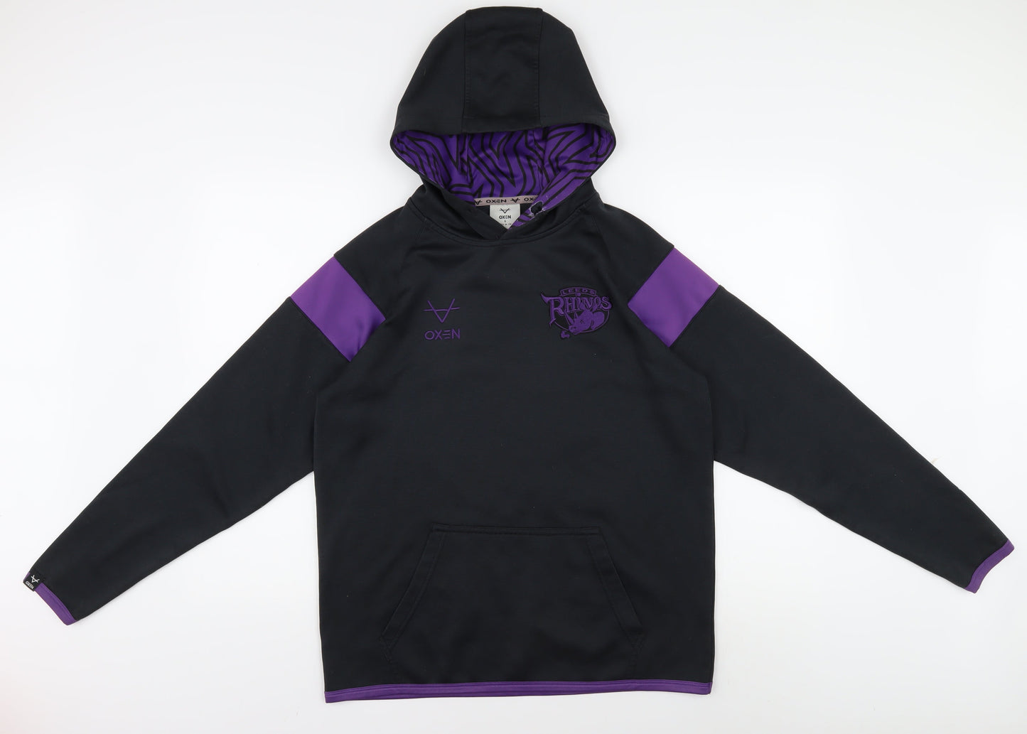 Oxen Men's Black Hoodie Pullover with Logo Accent Size S
