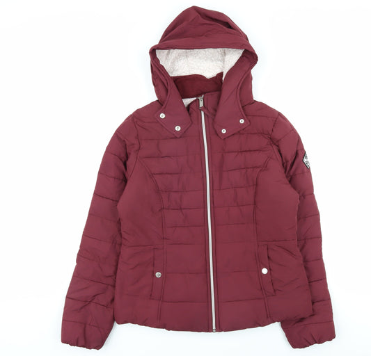 Womens UK Size L Hollister Red Puffer Jacket
