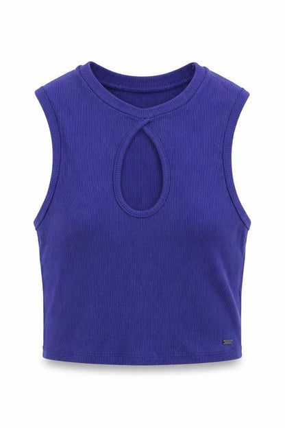 Teens UK Size M Pull & Bear Blue Cropped Tank