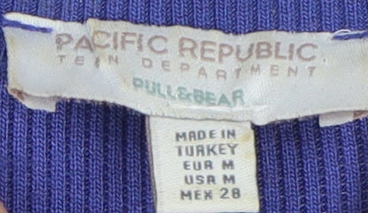 Teens UK Size M Pull & Bear Blue Cropped Tank