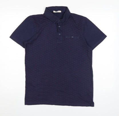Jack & Jones Men's Blue M Graphic Polo Shirt
