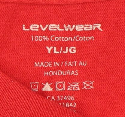 Levelwear Boys Red Graphic T-Shirt Size L Casual Pullover