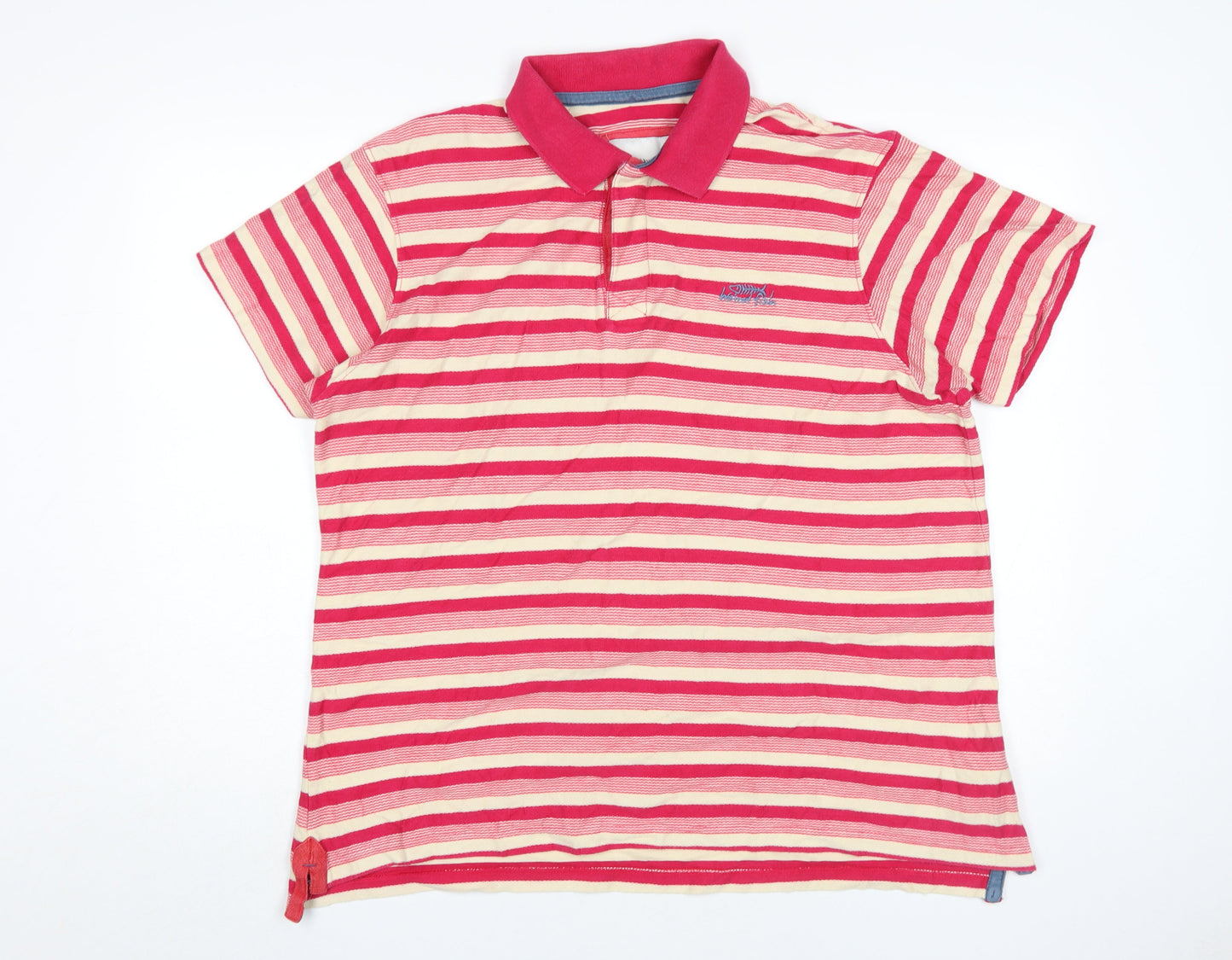Weird Fish Men's Red Striped Polo Shirt Size L