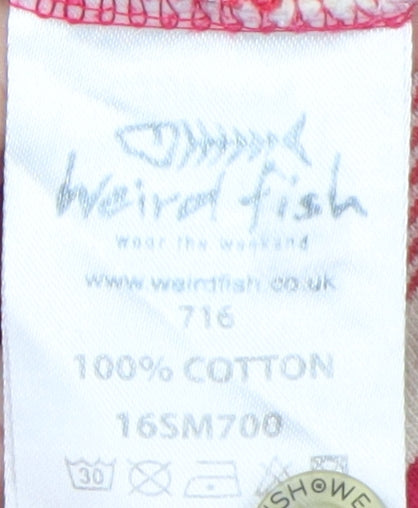 Weird Fish Men's Red Striped Polo Shirt Size L