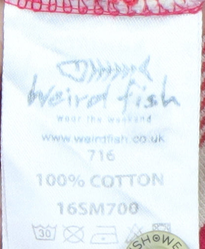 Weird Fish Men's Red Striped Polo Shirt Size L