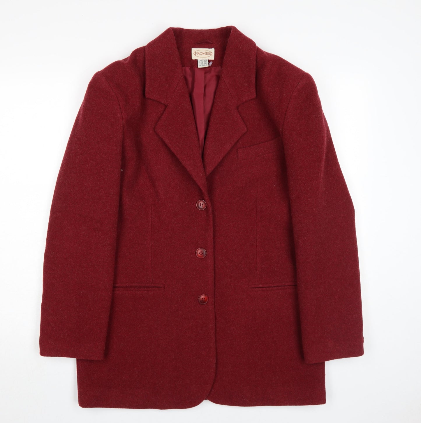 Promiss Women's Red Wool Coat Size 12 - Classic Style