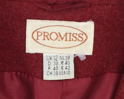 Promiss Women's Red Wool Coat Size 12 - Classic Style