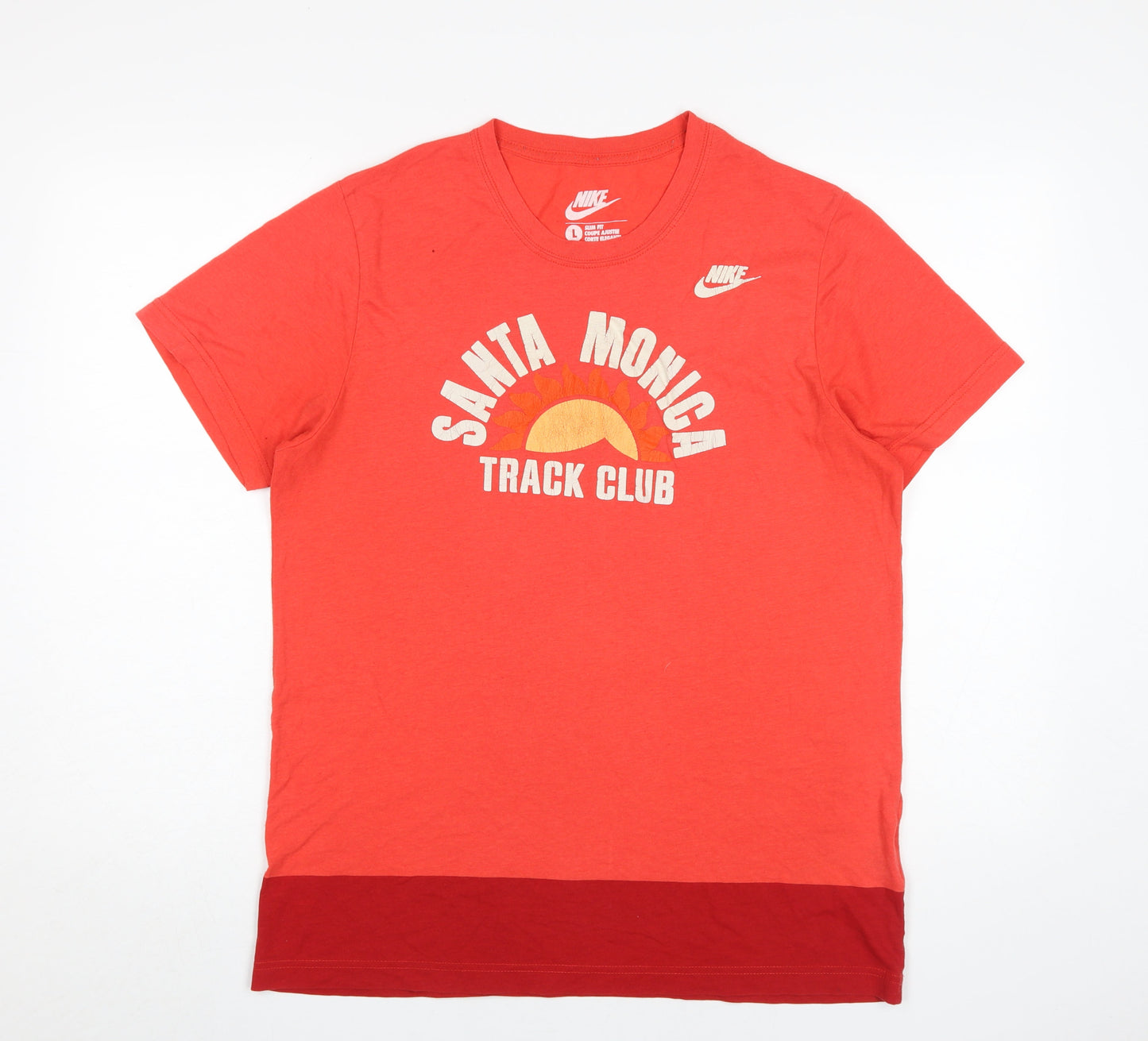 Nike Men's Red Graphic Print Slim Fit T-Shirt