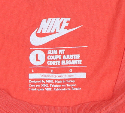 Nike Men's Red Graphic Print Slim Fit T-Shirt