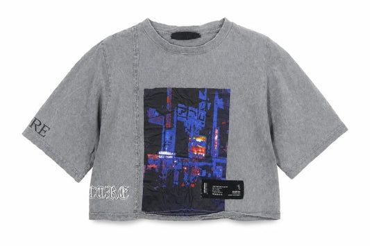 Front view of The Couture Club Grey Cropped T-Shirt, unisex s