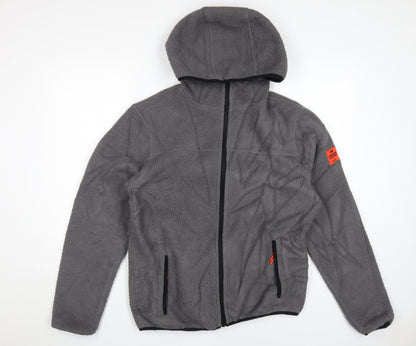 Mens UK Size S Crosshatch Grey Hooded Zip