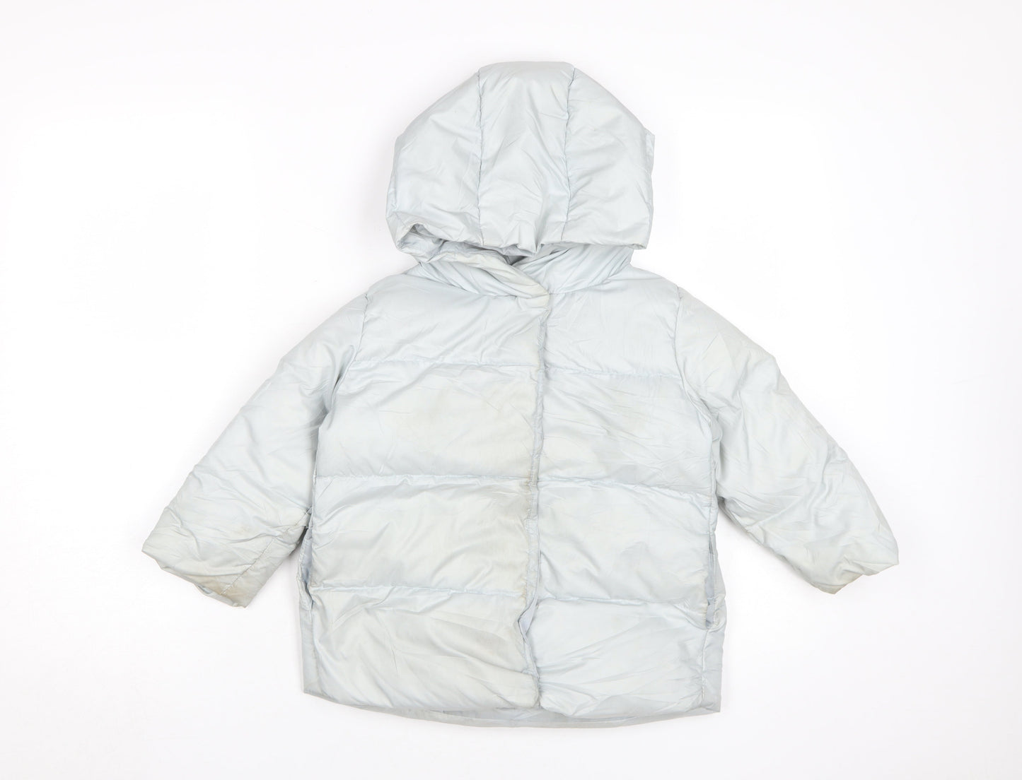 Zara Girls White Puffer Jacket 4-5 Years Winter Hooded