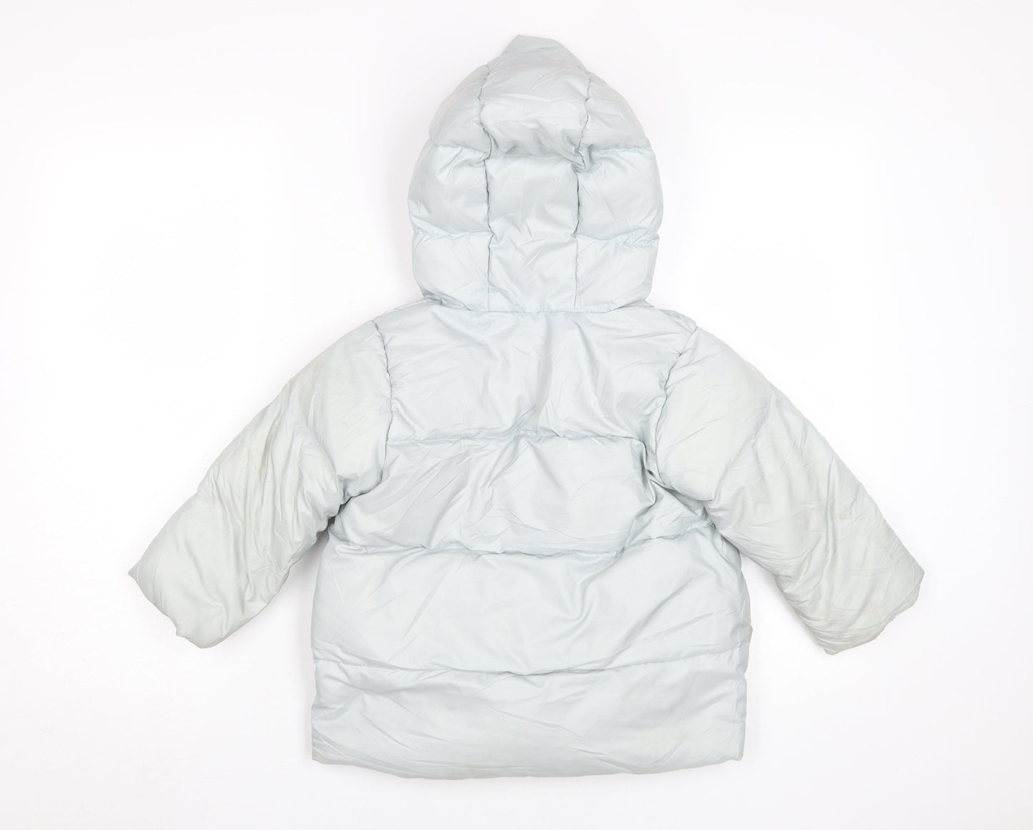Zara Girls White Puffer Jacket 4-5 Years Winter Hooded