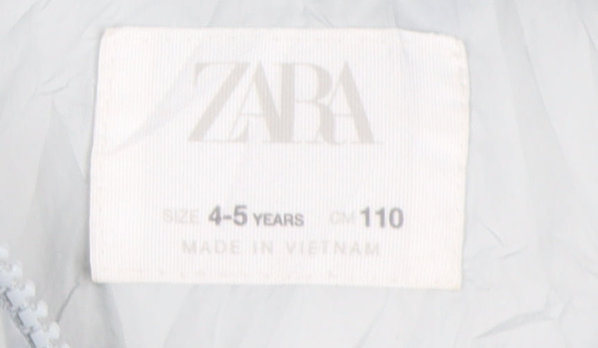 Zara Girls White Puffer Jacket 4-5 Years Winter Hooded