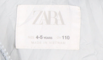 Zara Girls White Puffer Jacket 4-5 Years Winter Hooded