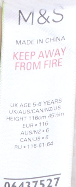 Marks and Spencer Girls Ivory Puffer Jacket 5-6Y