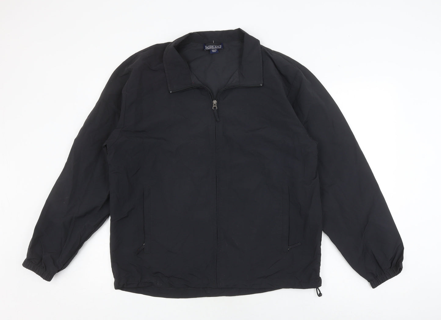 Mens UK Size M Lands' End Black Windbreaker Coat