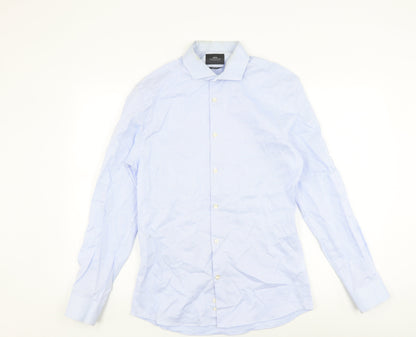 Moss London Men's Slim Fit Blue Shirt