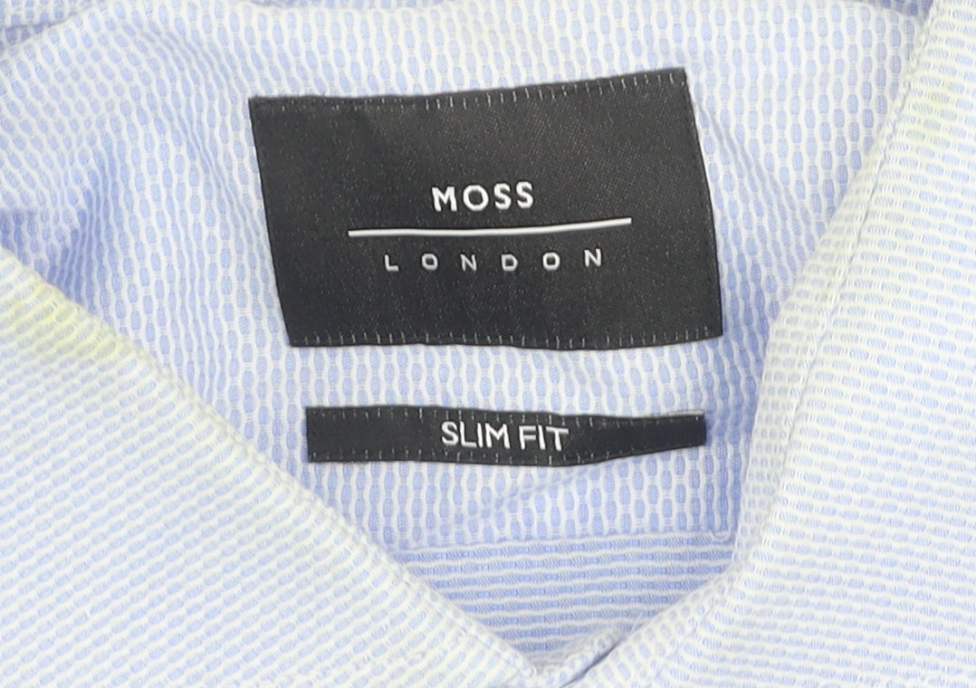 Moss London Men's Slim Fit Blue Shirt