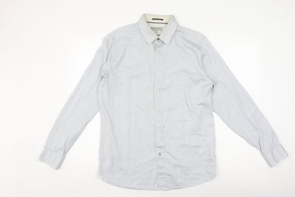 Ted Baker Men's White Geometric Long Sleeve Shirt M