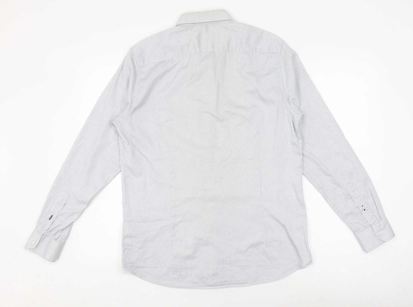 Ted Baker Men's White Geometric Long Sleeve Shirt M
