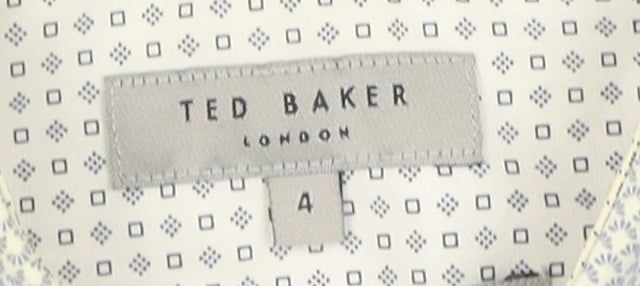 Ted Baker Men's White Geometric Long Sleeve Shirt M