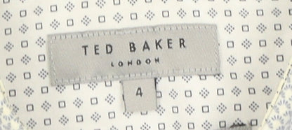 Ted Baker Men's White Geometric Long Sleeve Shirt M