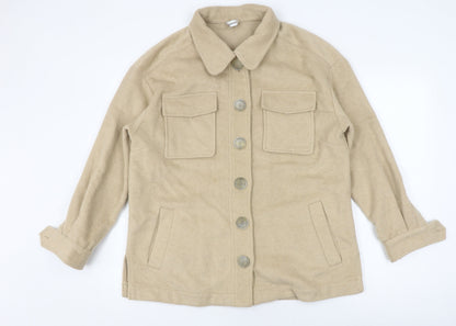 Damart Women's Beige Wool Blend Button-Up Jacket Size 16