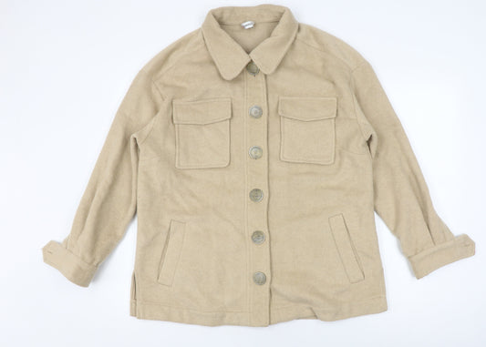 Damart Women's Beige Wool Blend Button-Up Jacket Size 16