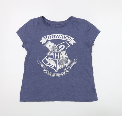Womens UK Size 12 Harry Potter Blue Basic T-Shirt