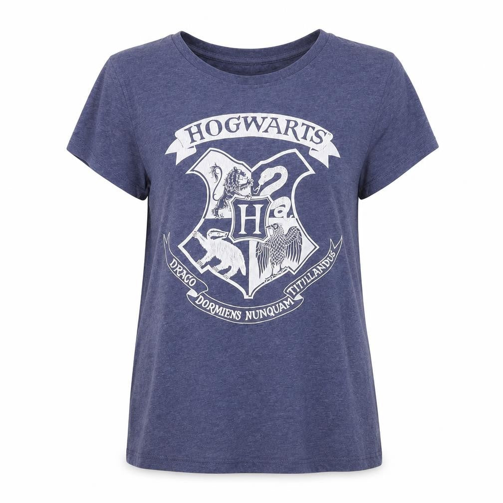 Womens UK Size 12 Harry Potter Blue Basic T-Shirt