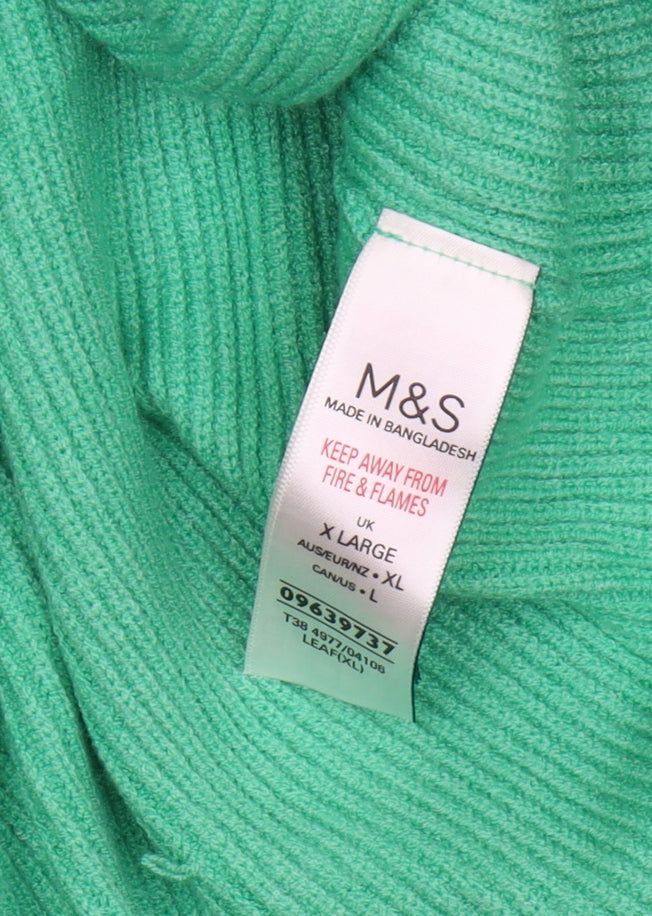 Womens UK Size XL Marks and Spencer Green Pullover Jumper