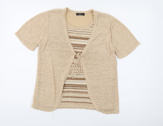 Womens UK Size S BM Beige Cardigan Jumper