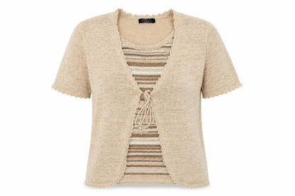 Bonmarché Women's Beige Short Sleeve Cardigan Size S