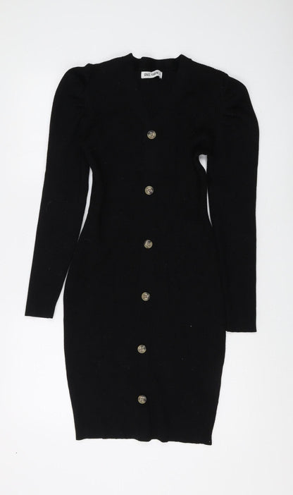 Grace Karin Black Bodycon V-Neck Dress for Women - Medium