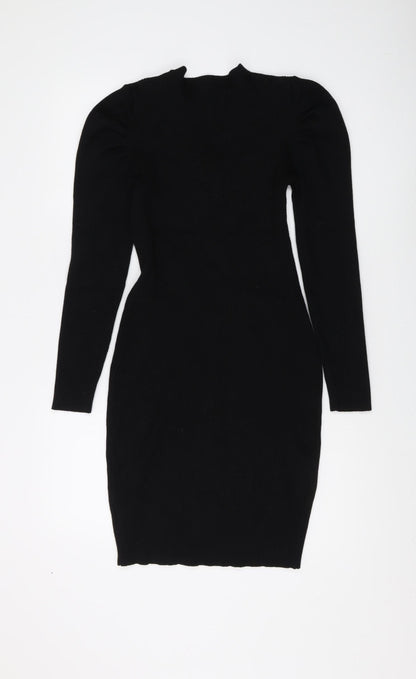 Grace Karin Black Bodycon V-Neck Dress for Women - Medium