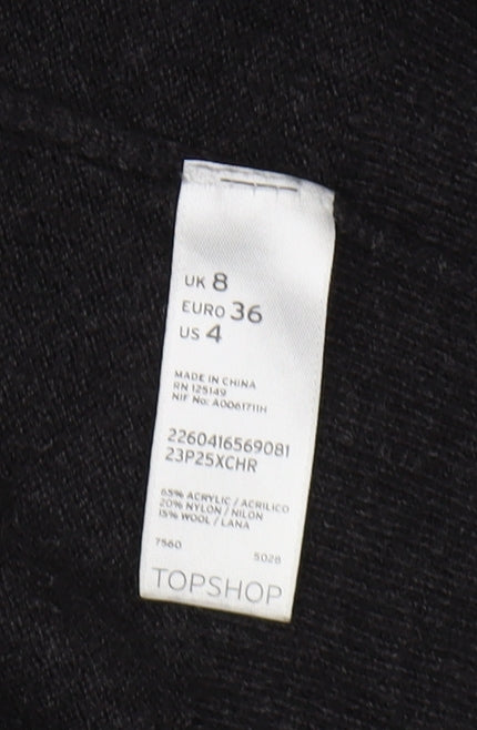 Womens UK Size 8 Topshop Black Cardigan Jumper