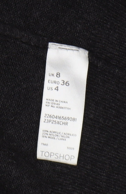 Womens UK Size 8 Topshop Black Cardigan Jumper