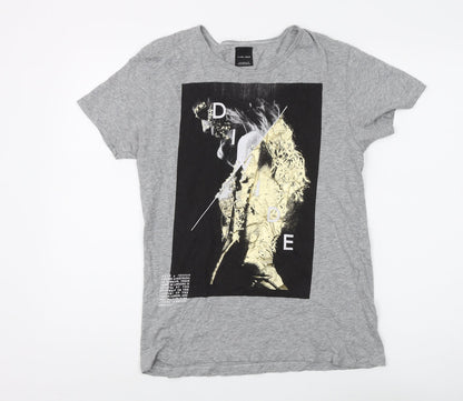 Zara Man Grey Graphic Print M T-Shirt - Men's Fashion