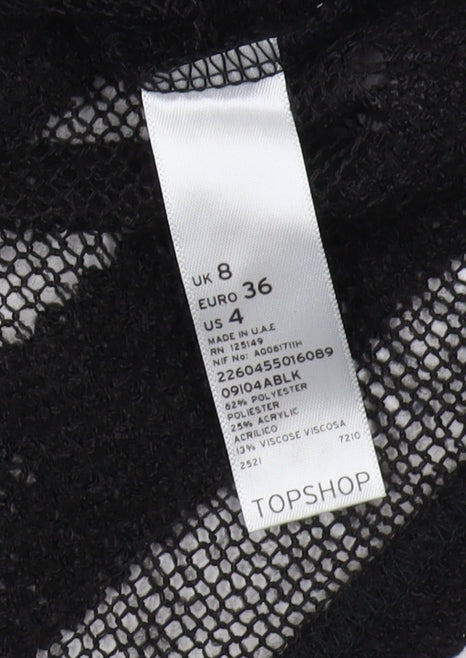 Womens UK Size 8 Topshop Black Pullover Jumper