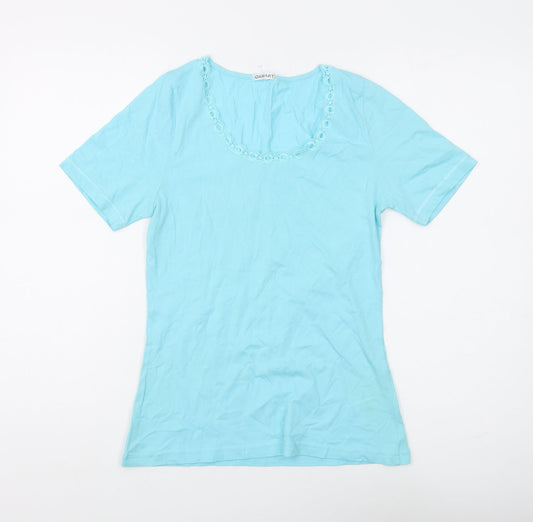 Damart Women's Blue Scoop Neck T-Shirt, Size S