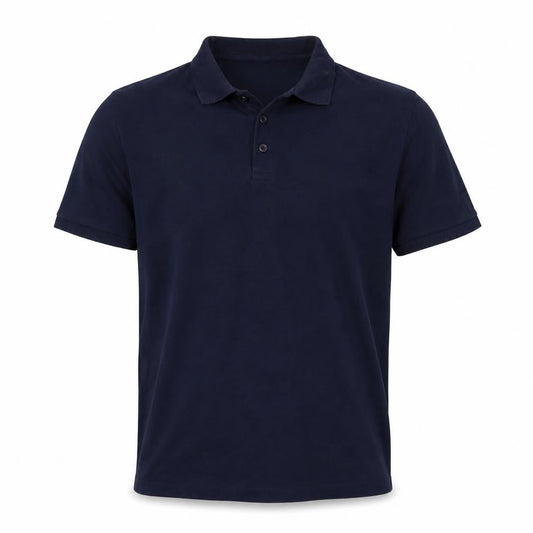Front view of Asos Men's Blue Polo Shirt, size L, Short Sleeve Casual