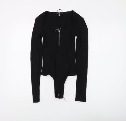 Missguided Women's Black Long Sleeve Bodysuit, Size 4